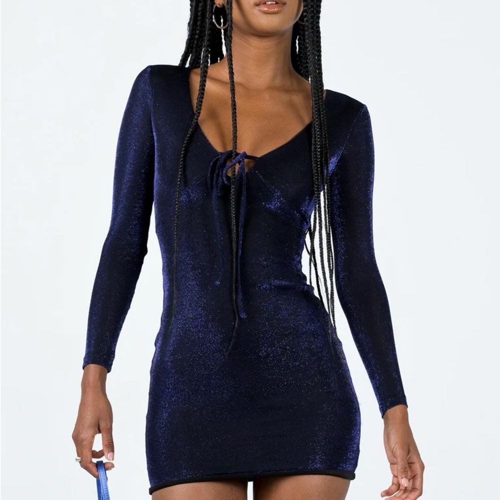 hewitt long sleeve mini dress in navy